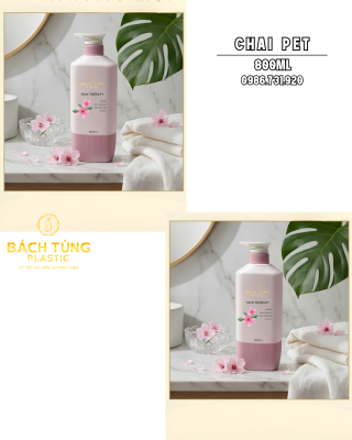 Chai HDPE Dáng Bầu Chân Sọc - Màu Hồng – Dung Tích 800ml