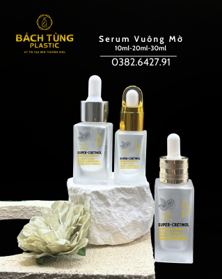 BỘ CHAI THỦY TINH DÁNG VUÔNG PHỦ MỜ – 10ML | 20ML | 30ML