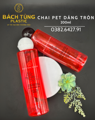Chai PET Dáng Tròn - 200ml - Màu Đỏ