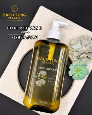 Chai PET Dáng Bầu Màu Vàng Nâu Hổ Phách 500ml