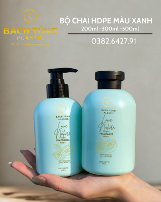 Bộ Chai HDPE - 300ml - 500ml - màu Xanh Lá & Xanh Ngọc